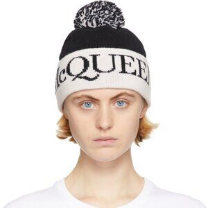 ALEXANDER MCQUEEN Logo-Intarsia Folded-Brim Wool Beanie Hat
